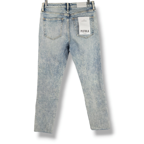 NWT Pistola Aline High-Rise Acid Wash Raw Hem Skinny Crop Jeans Sz. 26x25 June - Picture 4 of 12